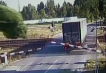 Surprins de bariere, conducătorul TIR-ului nu a vrut sa le distrugă! Dar ce s-a întâmplat a ȘOCAT o lume întreagă – VIDEO tir spulberat de tren