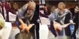 bebelus bruscat de preot la botez